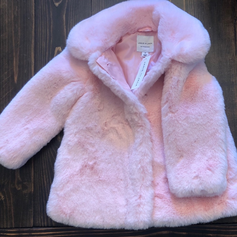 NEW Pink Faux Fur Girls Coat - Janie and Jack